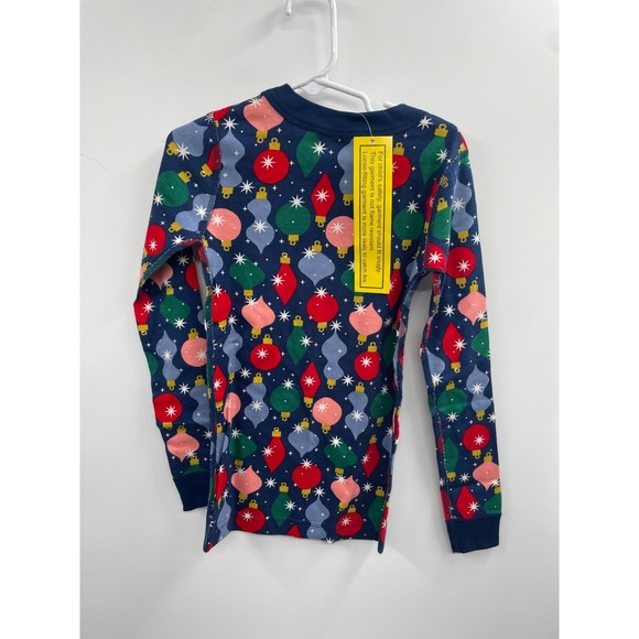 NWT Hanna Andersson Holiday Long John Pajama Set Kids 6-7 Shiny Bright Ornaments - Picture 2 of 13